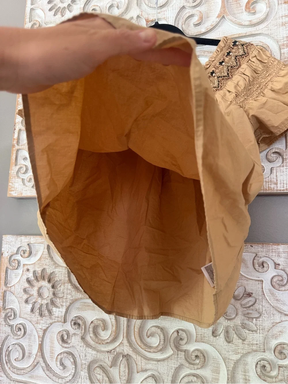 Embroidered Off-Shoulder Smocked Blouse Medium